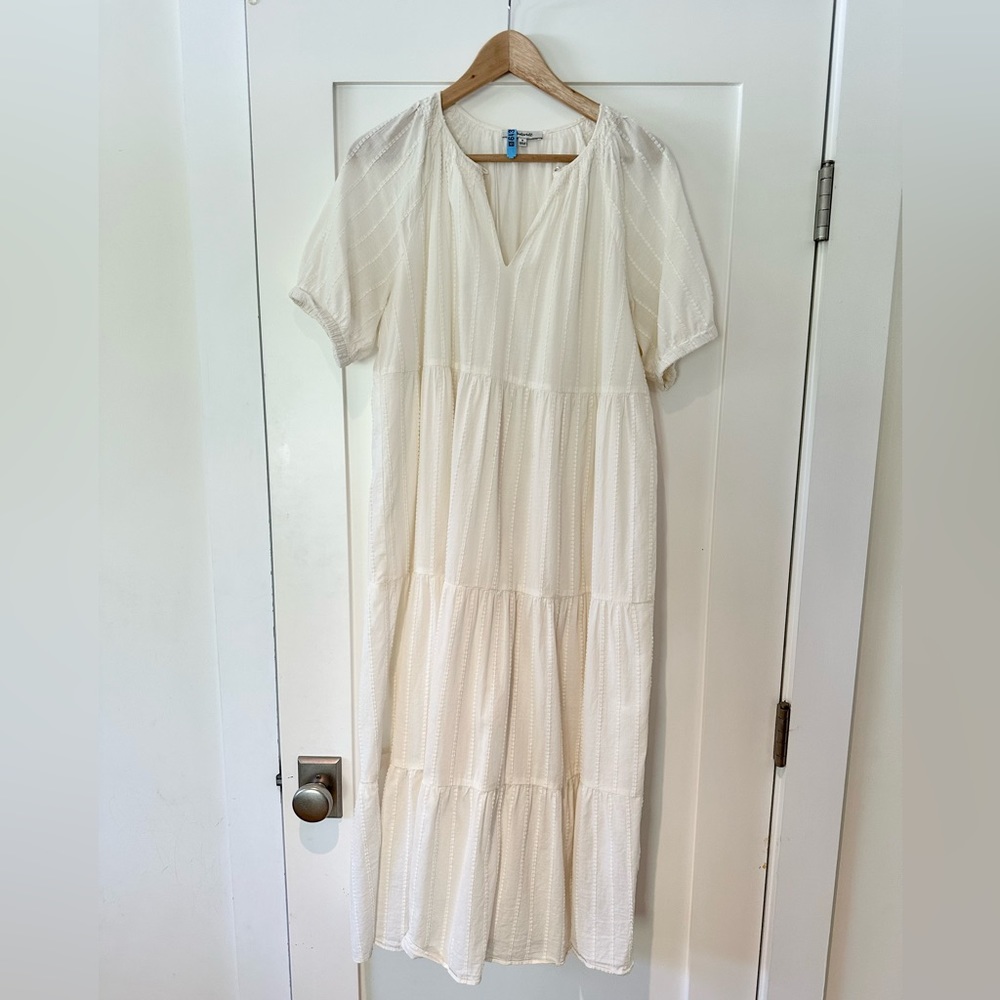 Madewell Cream/White Cotton Tiered Dress size Medium